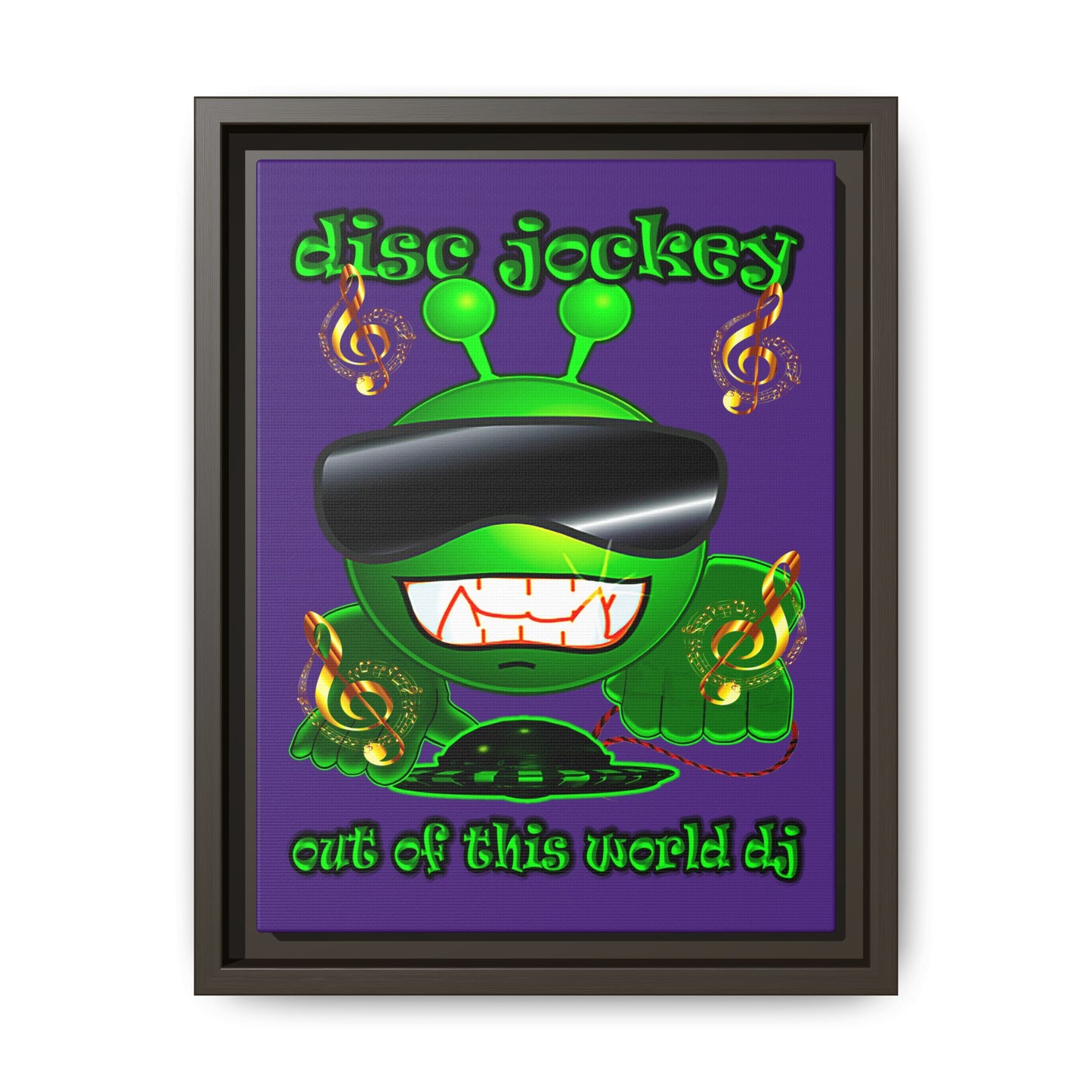 disc jockey - framed canvas art (purple)