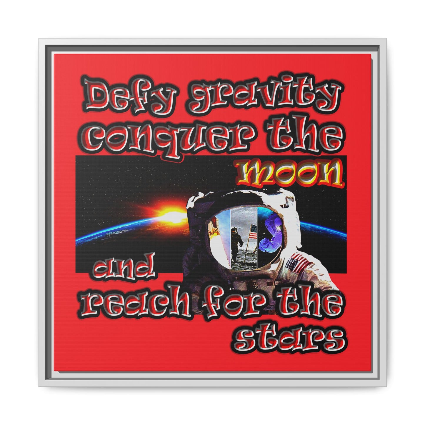 defy conquer reach - framed canvas art (red)