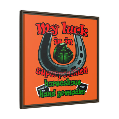 my luck - framed canvas art (orange)