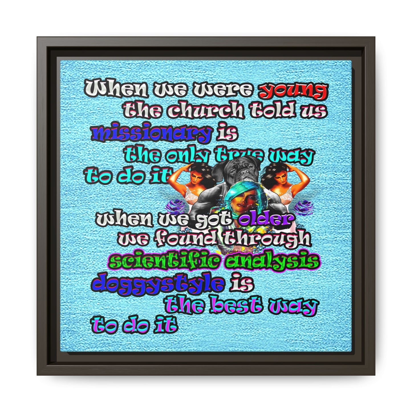 doggystyle - framed canvas art (faded blue)