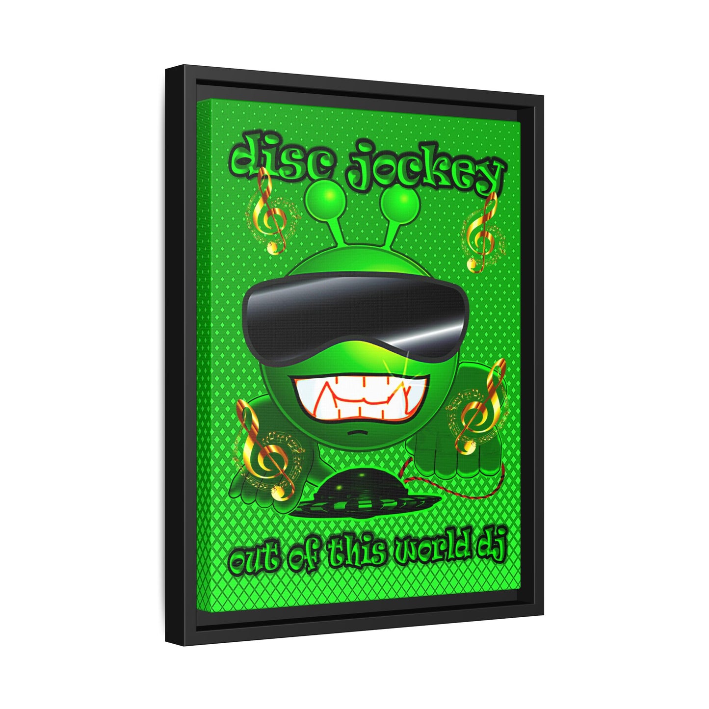 disc jockey - framed canvas art (logo green)