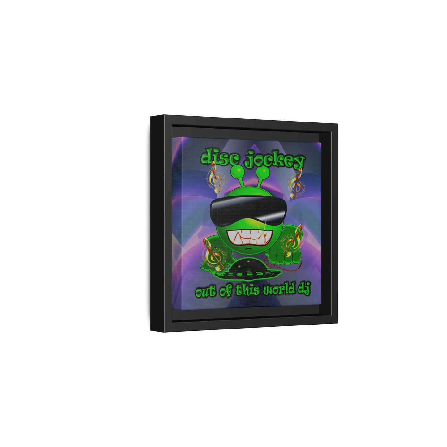 disc jockey - framed canvas art (grey-pink wave)