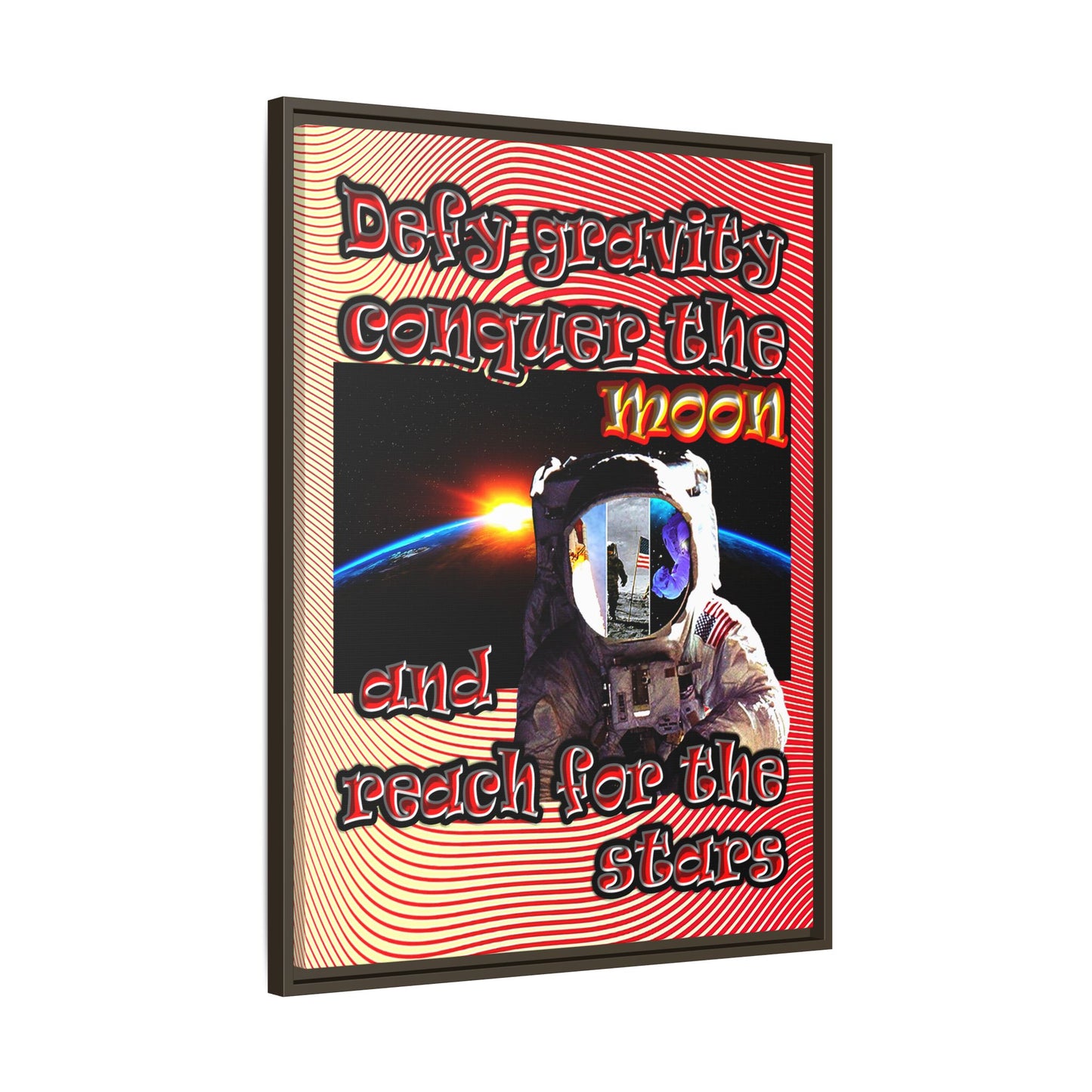defy conquer reach - framed canvas art (yellow-orange wave)