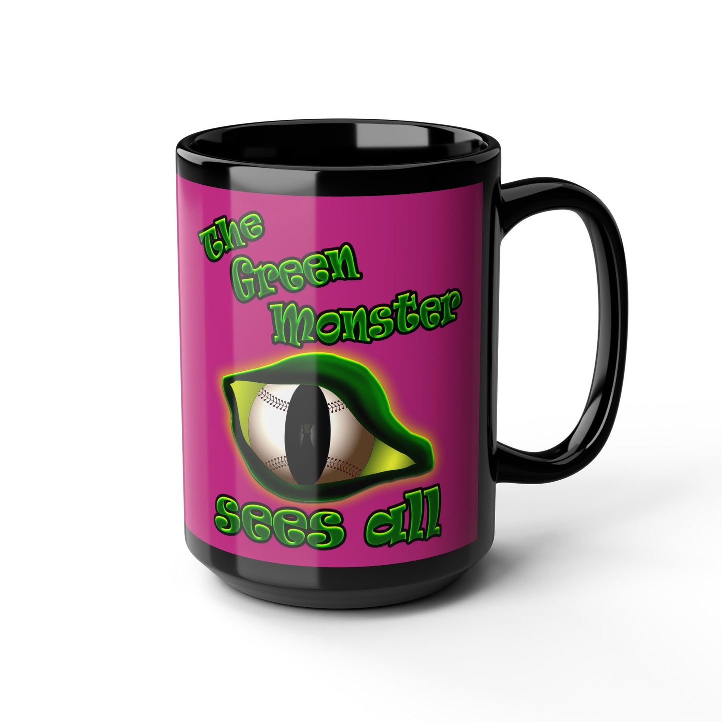 green monster - Black Mug (pink)