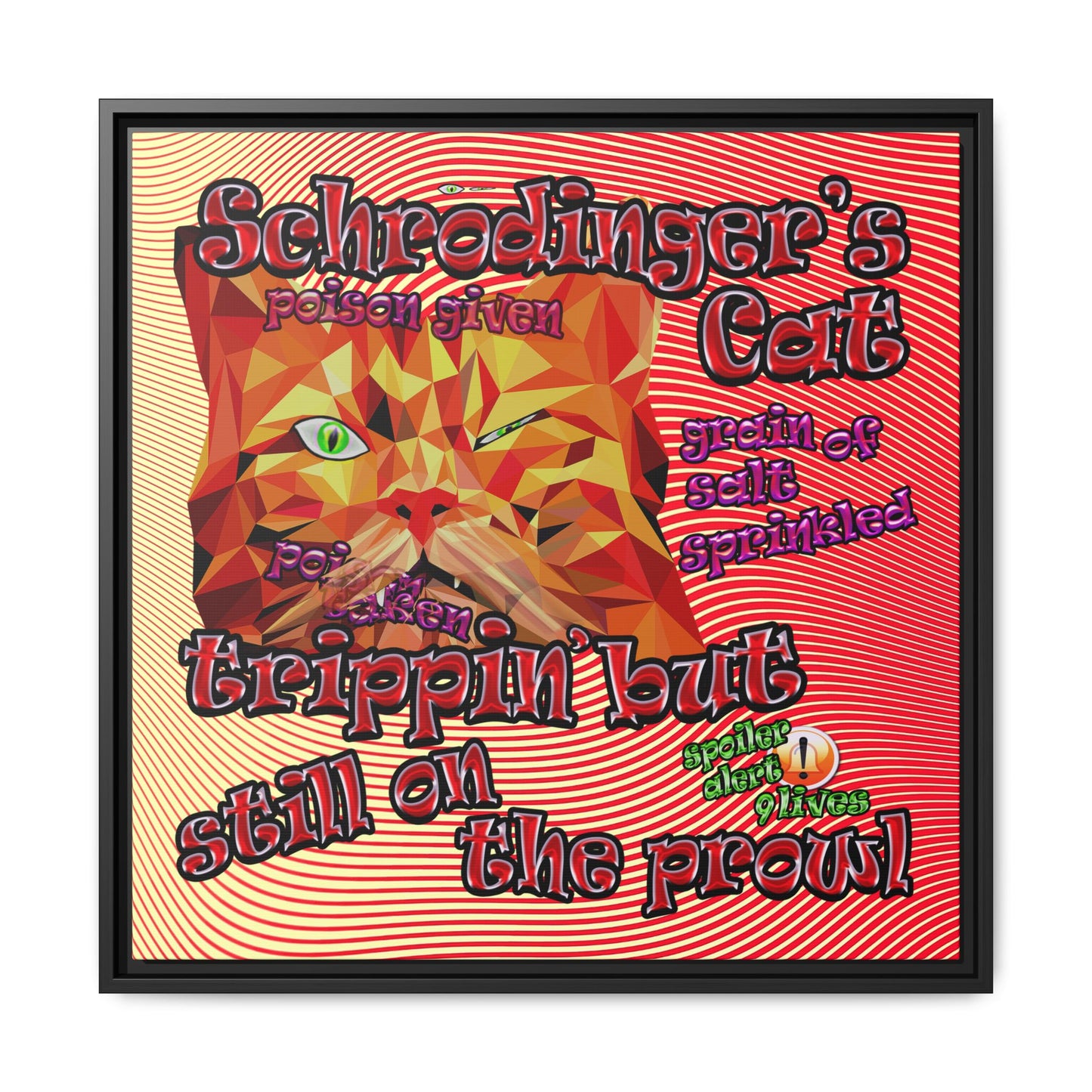 schrodinger's cat - framed canvas art (yellow-orange wave)