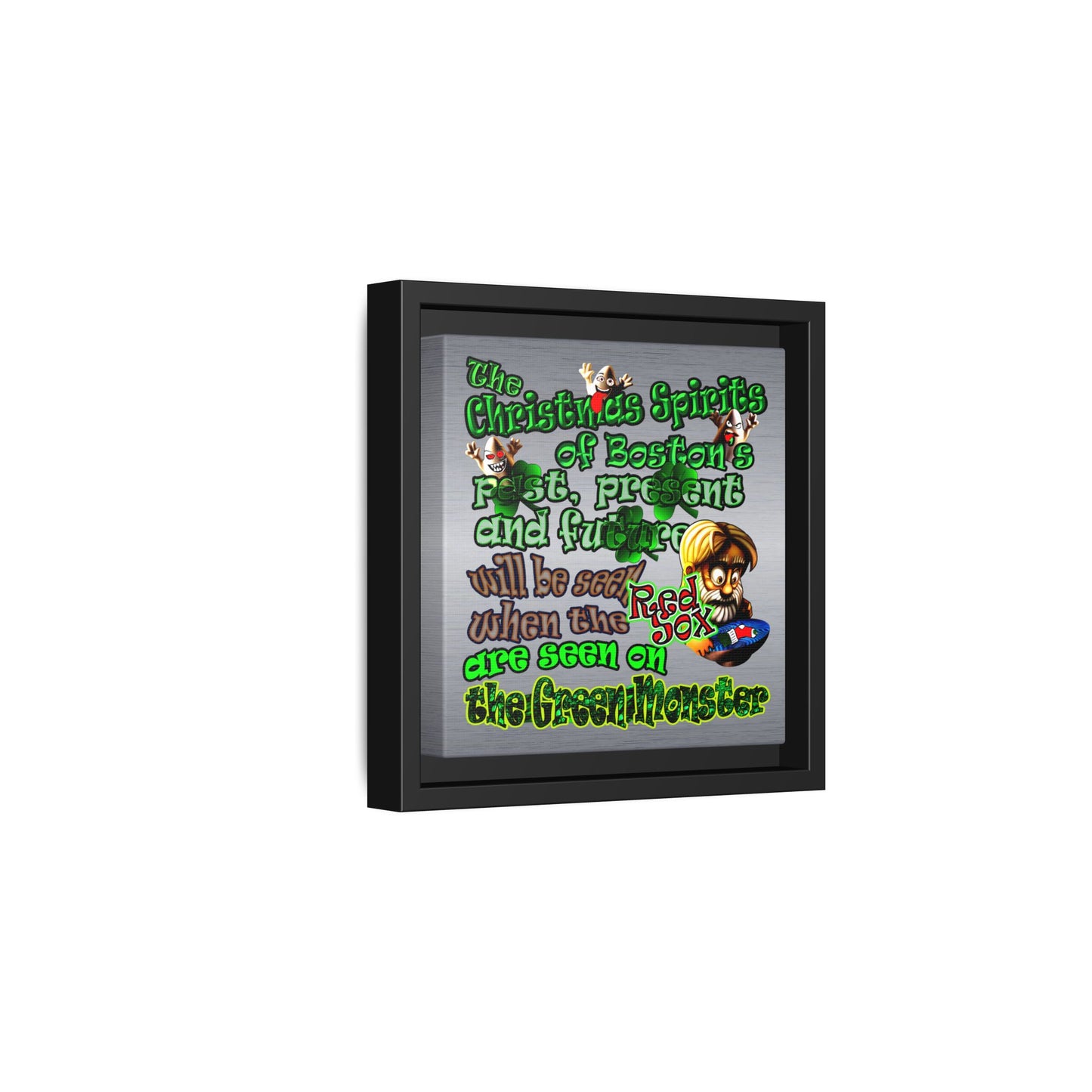 christmas spirits of boston - framed canvas art (brushed nickel)