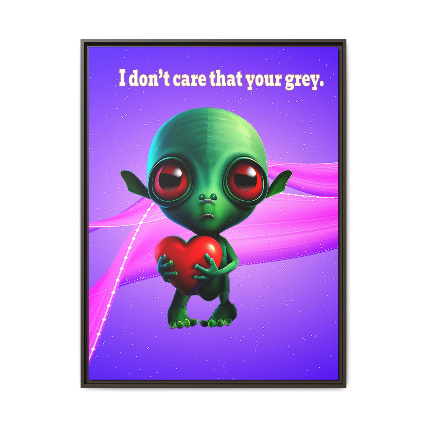 I don't care that your grey - framed canvas art (purple-pink wave)