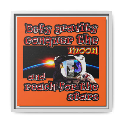 defy conquer reach - framed canvas art (orange)
