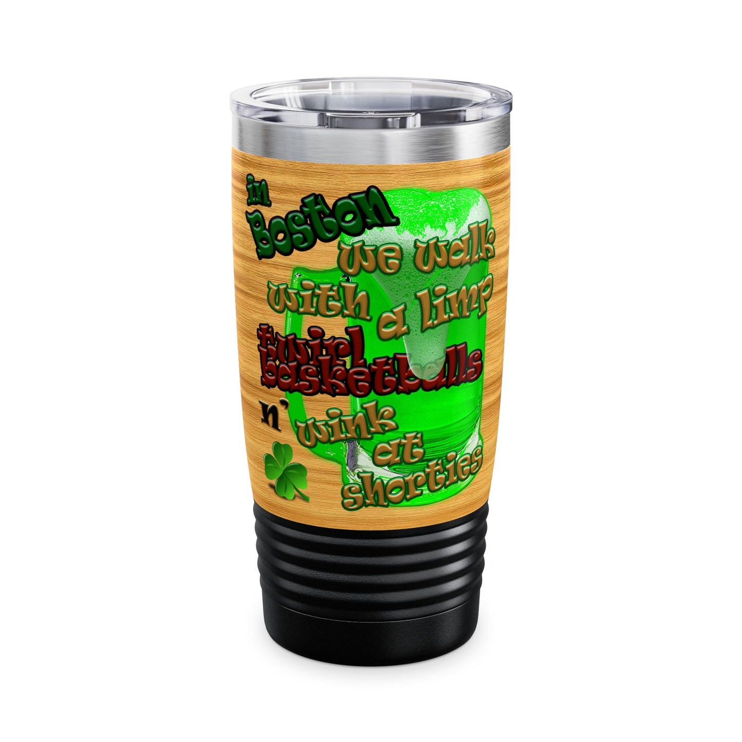 celtics logo - Ringneck Tumbler, 20oz (butterscotch wood finish)
