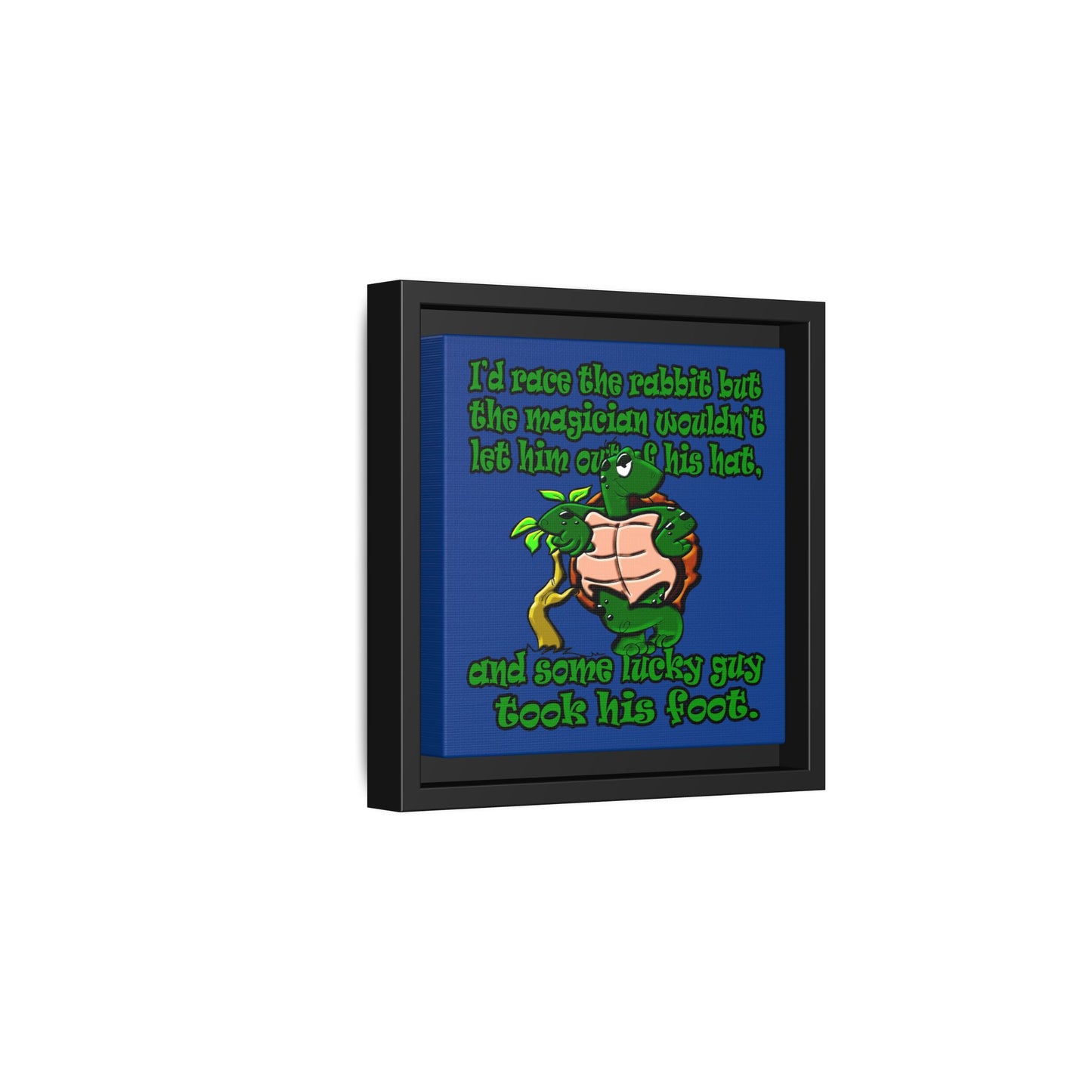 turtle race - framed canvas art (dark blue)