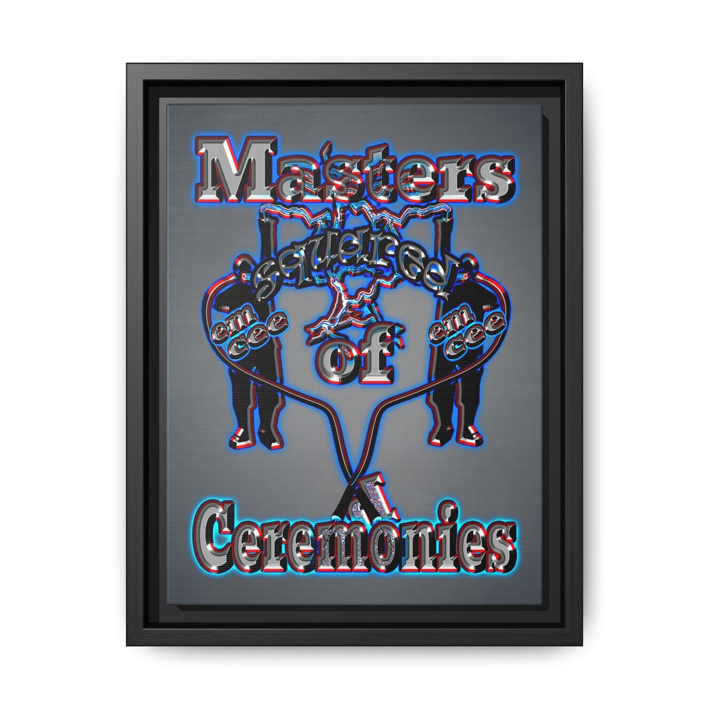 em cee squared - framed canvas art (grey-light grey)