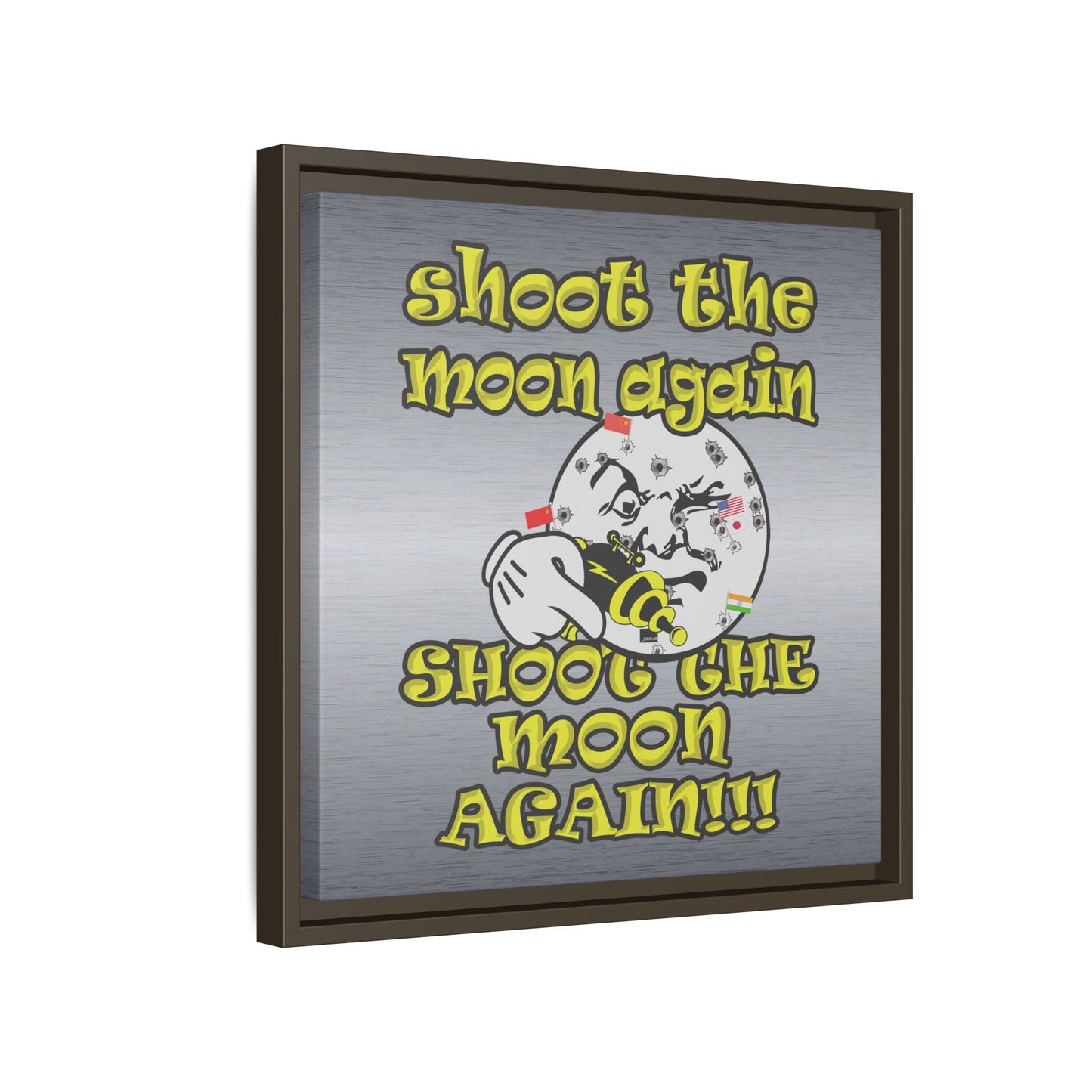 shoot the moon again - framed canvas art (brushed nickel)