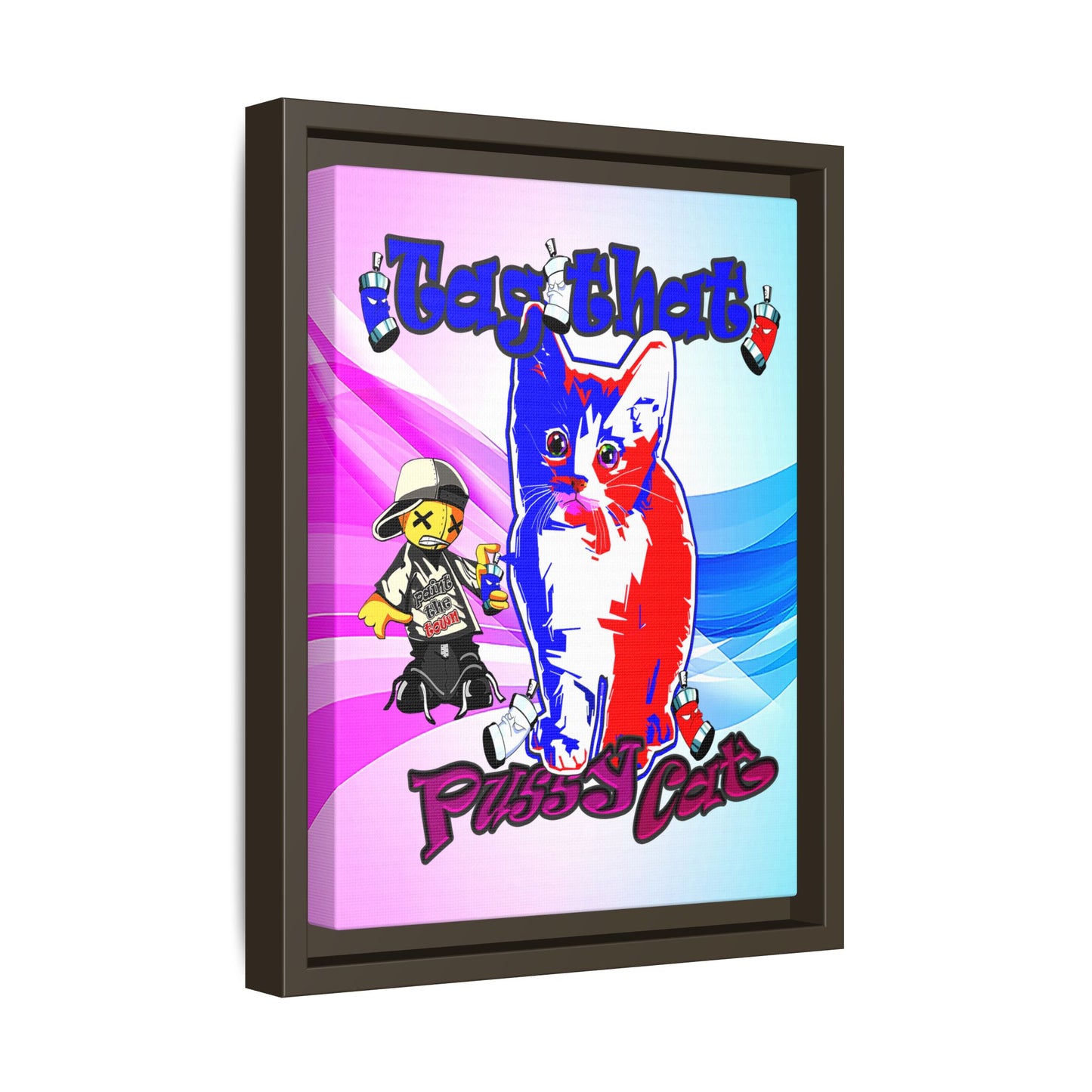 tag that - framed canvas art (light blue-pink wave)