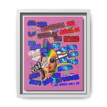drop the beat - framed canvas art (light pink)