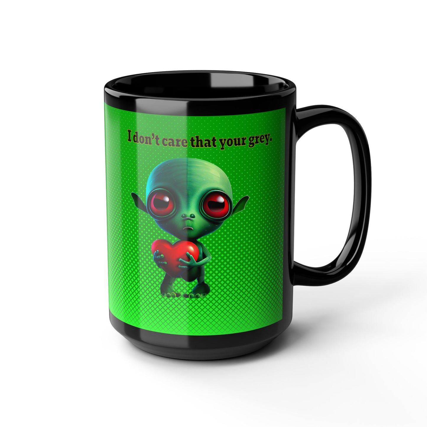 I don't care that your grey - Black Mug (logo green)