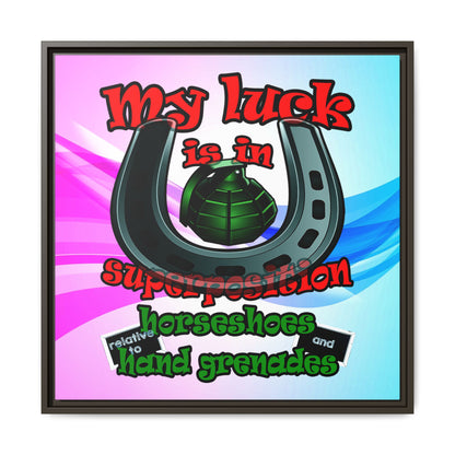 my luck - framed canvas art (light blue-pink wave)