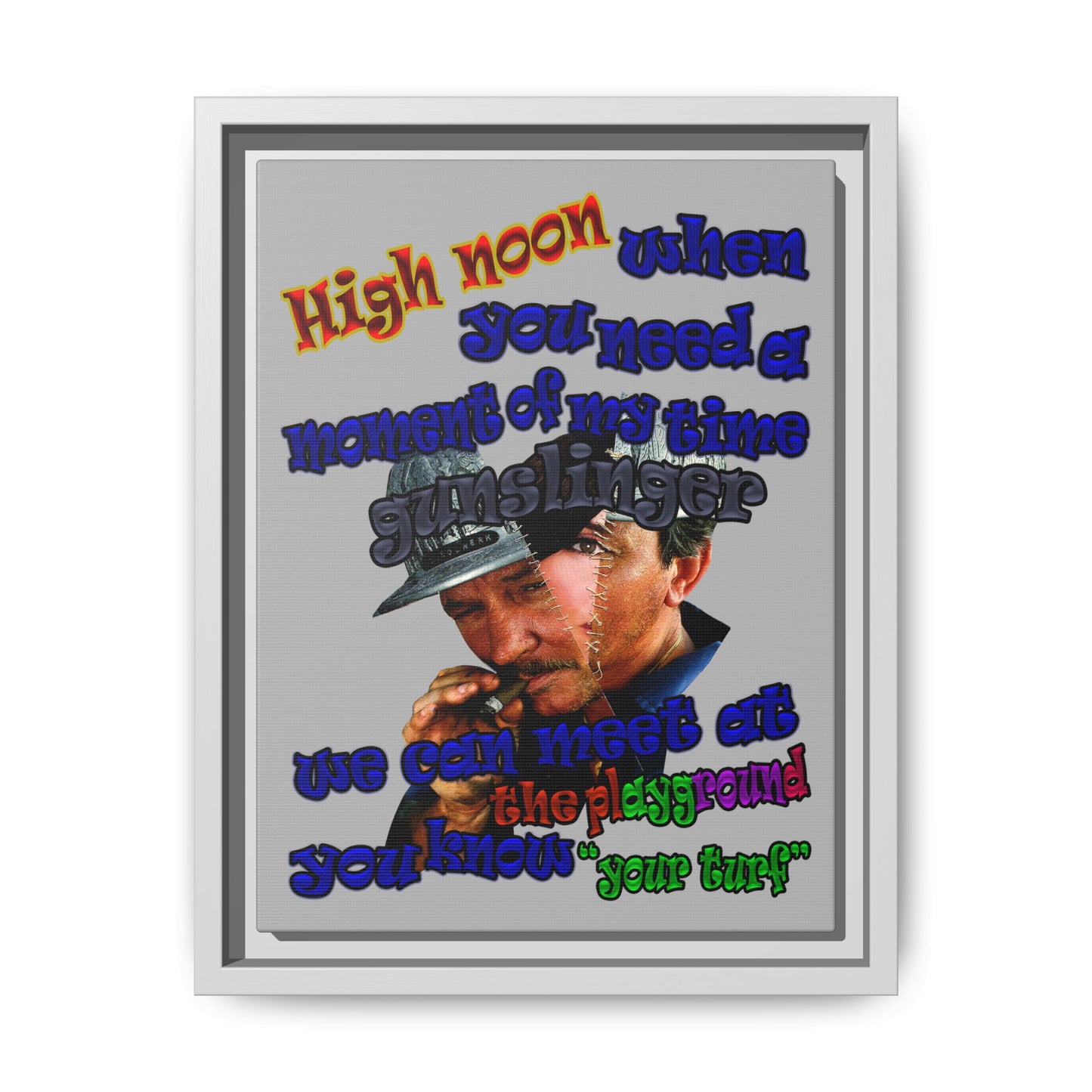 high noon - framed canvas art (light grey)