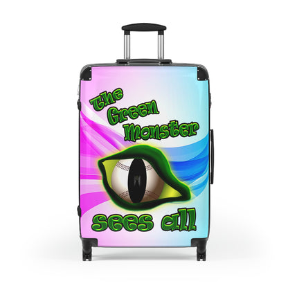 green monster - Suitcase (light blue-pink wave)