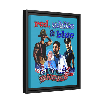 rw&b lives matter - framed canvas art (turquoise)