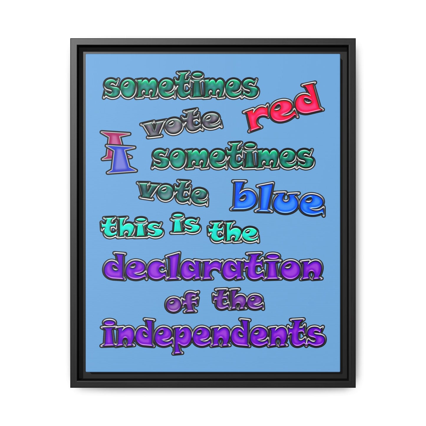 declaration of the independents - framed canvas art (light blue)