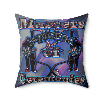 em cee squared - Faux Suede Square Pillow - (grey-pink wave)