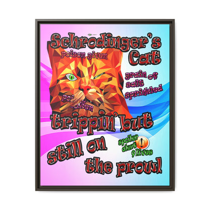 schrodinger's cat - framed canvas art (light blue-pink wave)
