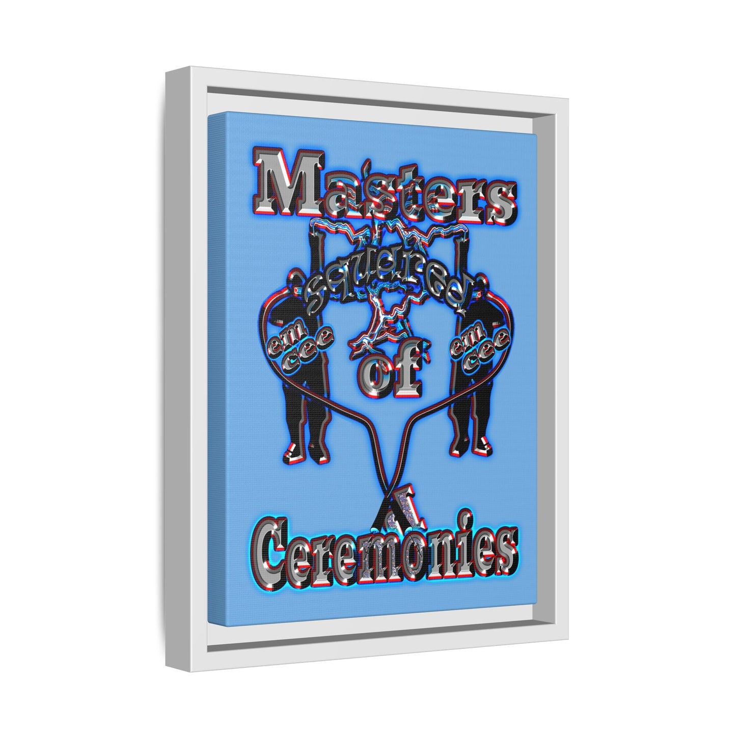 em cee squared - framed canvas art (light blue)