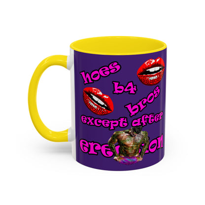 hoes b4 bros - Accent Mug (purple)
