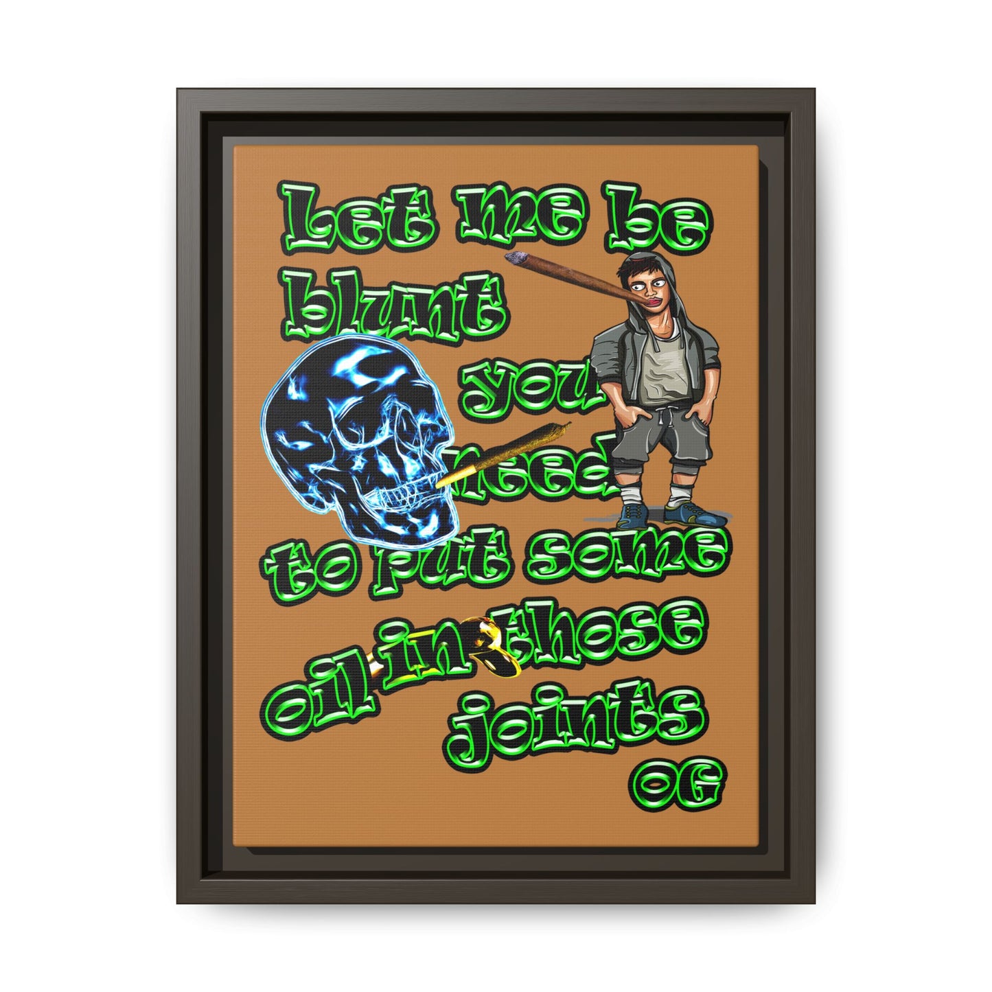 og - framed canvas art (light brown)