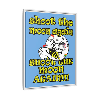 shoot the moon again - framed canvas art (light blue)