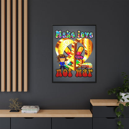 love peace - framed canvas art (grey-light grey)