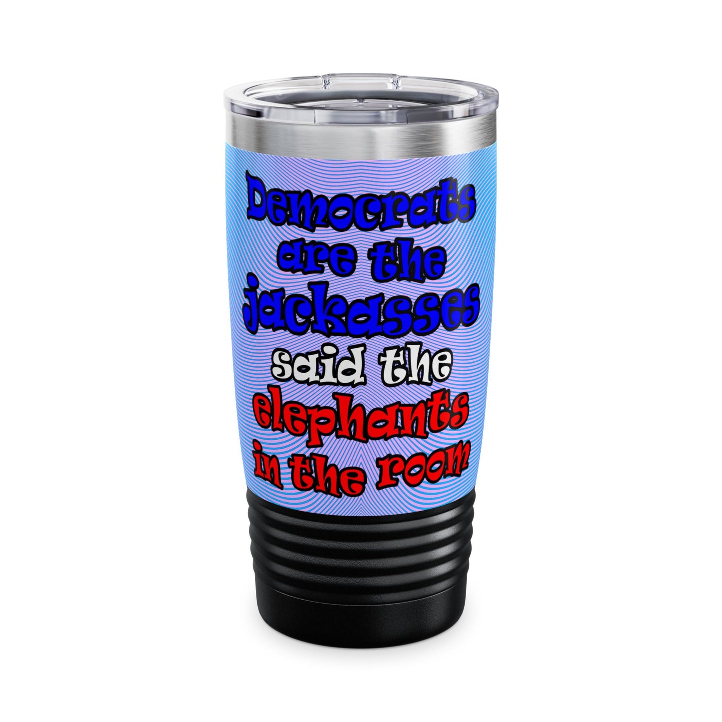 donkeys and elephants - Ringneck Tumbler, 20oz (light blue-purple wave)