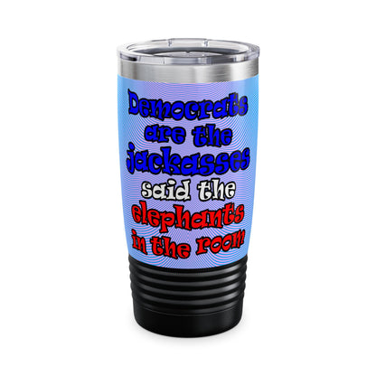 donkeys and elephants - Ringneck Tumbler, 20oz (light blue-purple wave)
