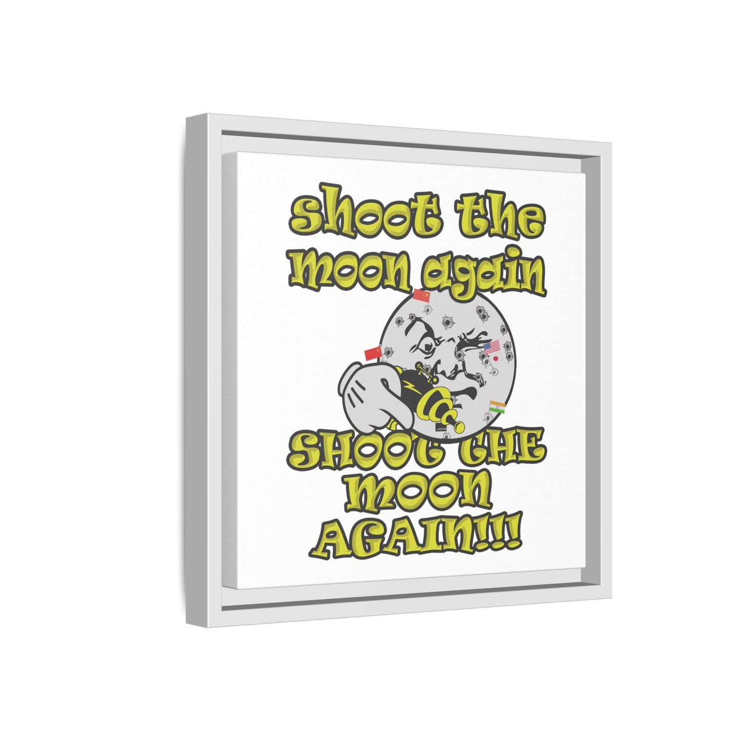 shoot the moon again - framed canvas art (white)