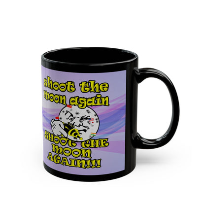 shoot the moon again - Black Mug (light blue-pink wave)