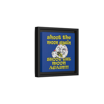 shoot the moon again - framed canvas art (dark blue)