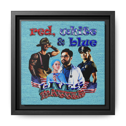 rw&b lives matter - framed canvas art (faded blue)