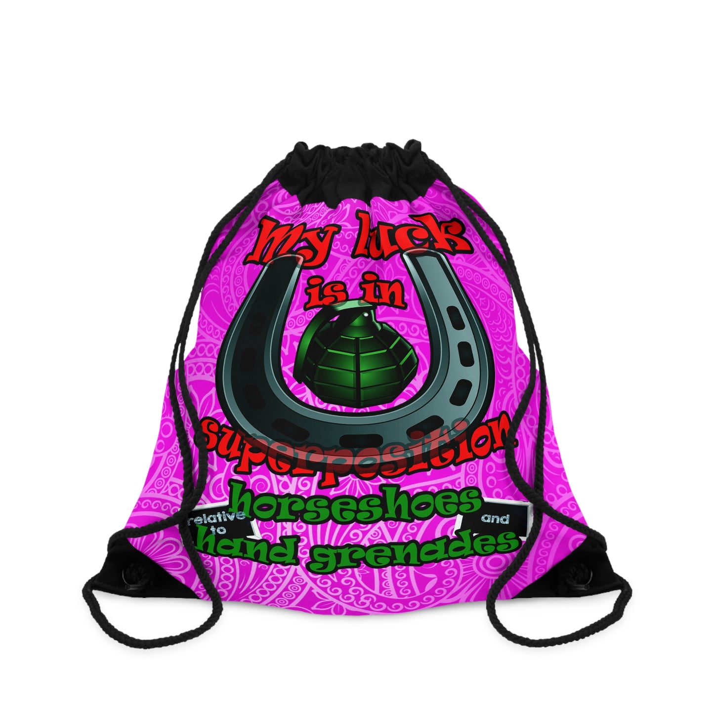 my luck - Drawstring Bag (pink swirl)