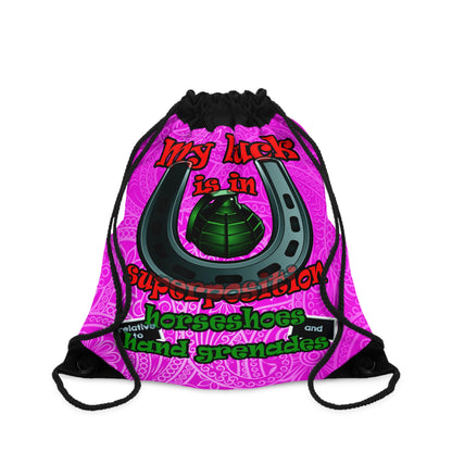 my luck - Drawstring Bag (pink swirl)