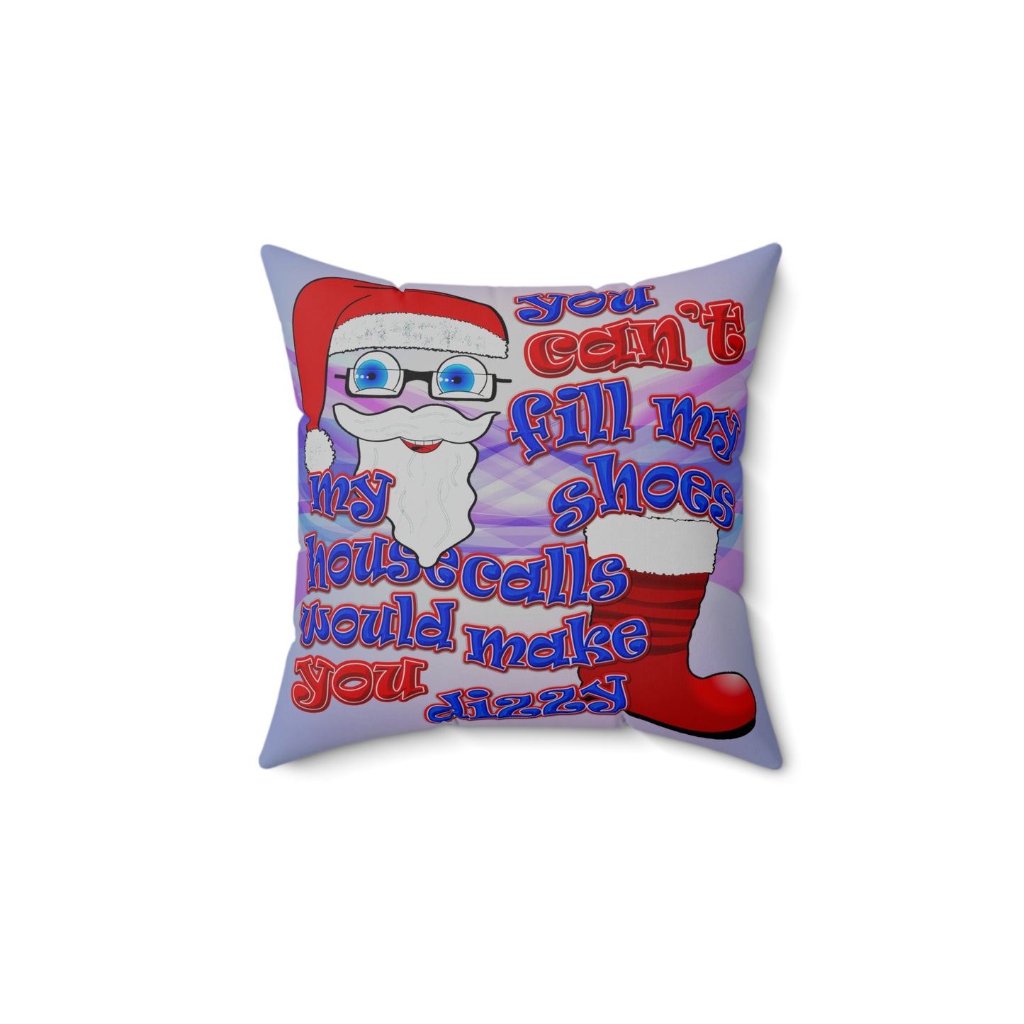 santa's shoes - Spun Polyester Square Pillow - (light blue-pink wave)