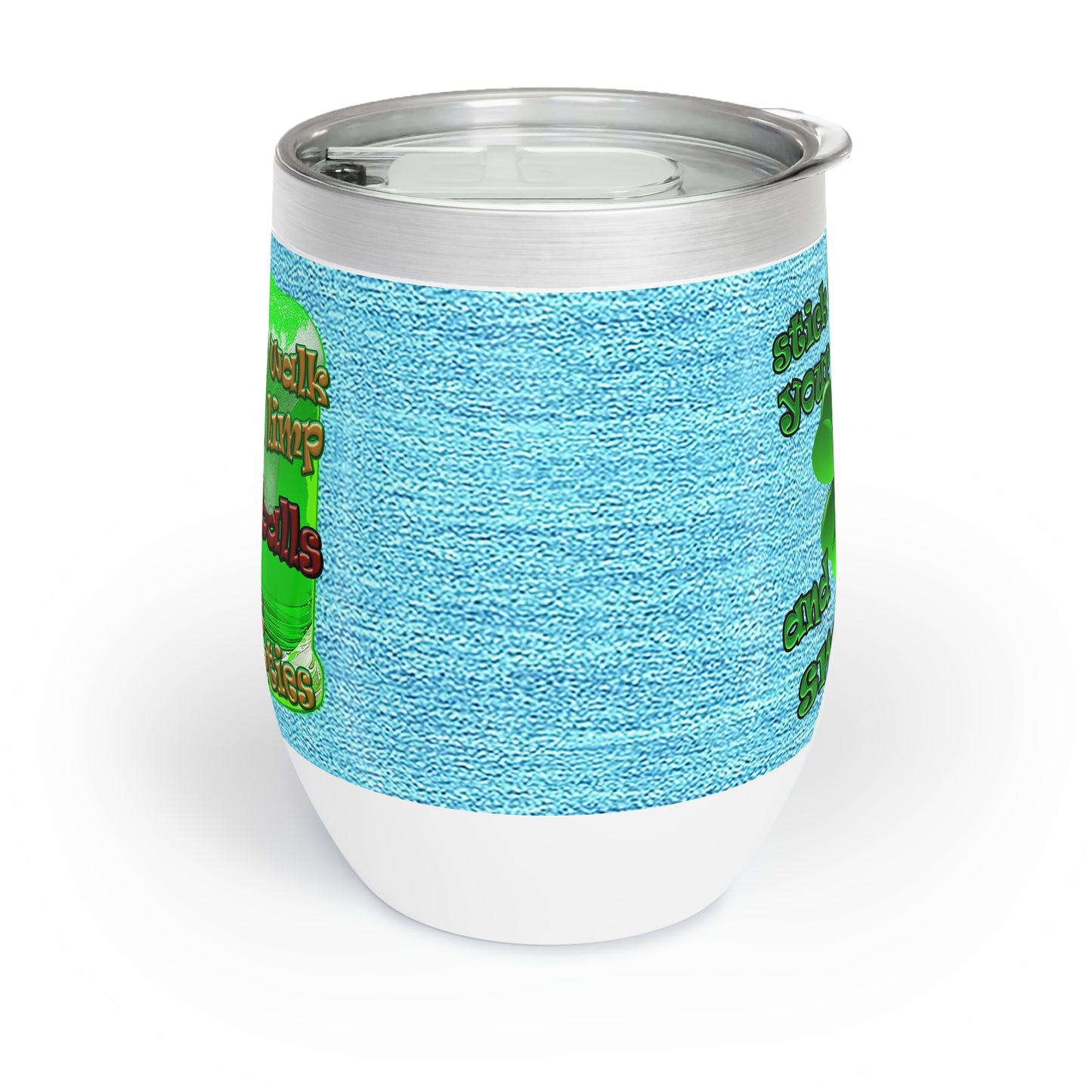 celtics logo - Chill Wine Tumbler (faded blue)