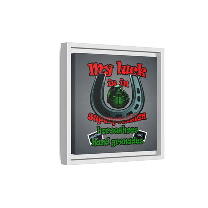 my luck - framed canvas art (grey-light grey)
