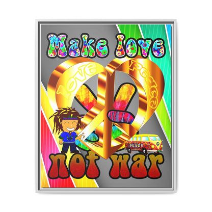love peace - framed canvas art (rainbow split)