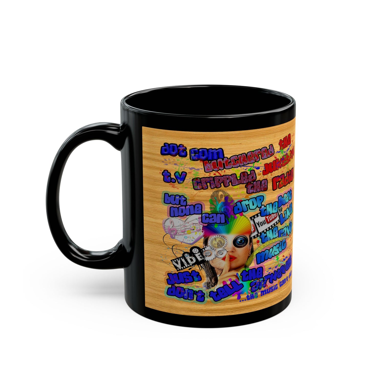 drop the beat - Black Mug (butterscotch wood finish)