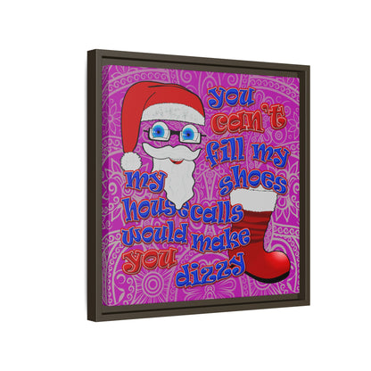 santa's shoes - framed canvas art (pink swirl)