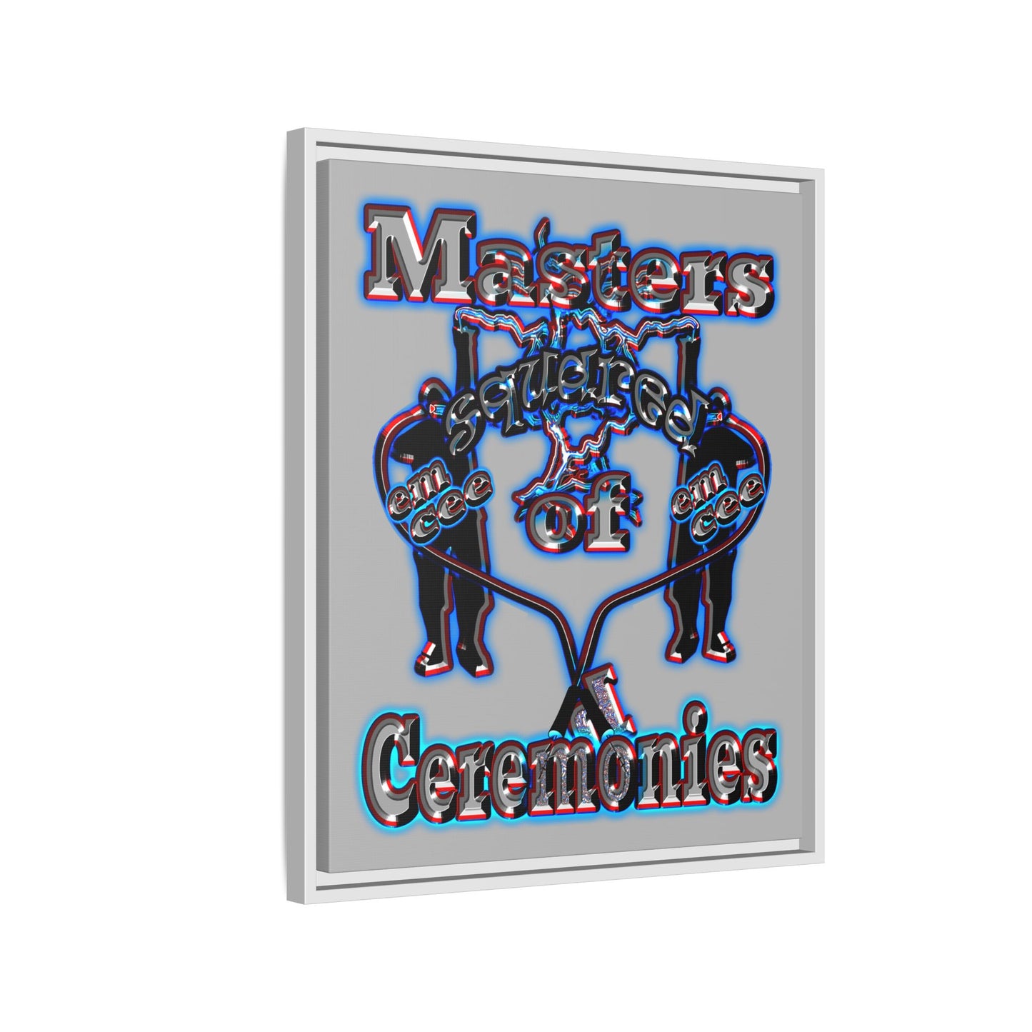 em cee squared - framed canvas art (light grey)
