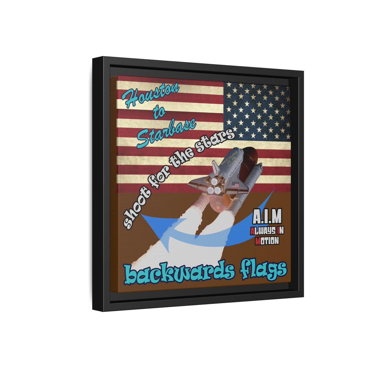 shoot for the stars - framed canvas art (brown)