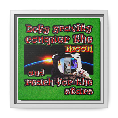 defy conquer reach - framed canvas art (green turf)
