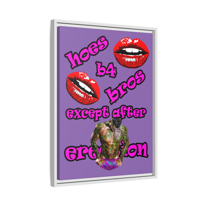 hoes b4 bros - framed canvas art (light purple)