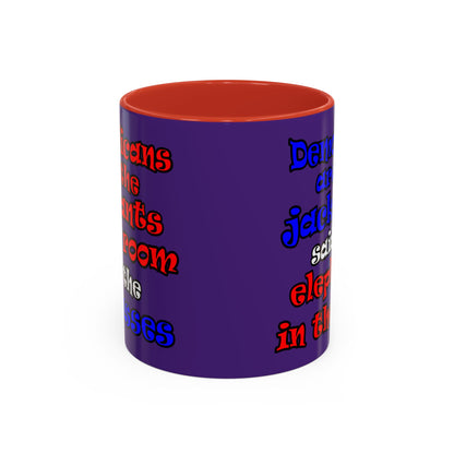 donkeys and elephants - Accent Mug (purple)